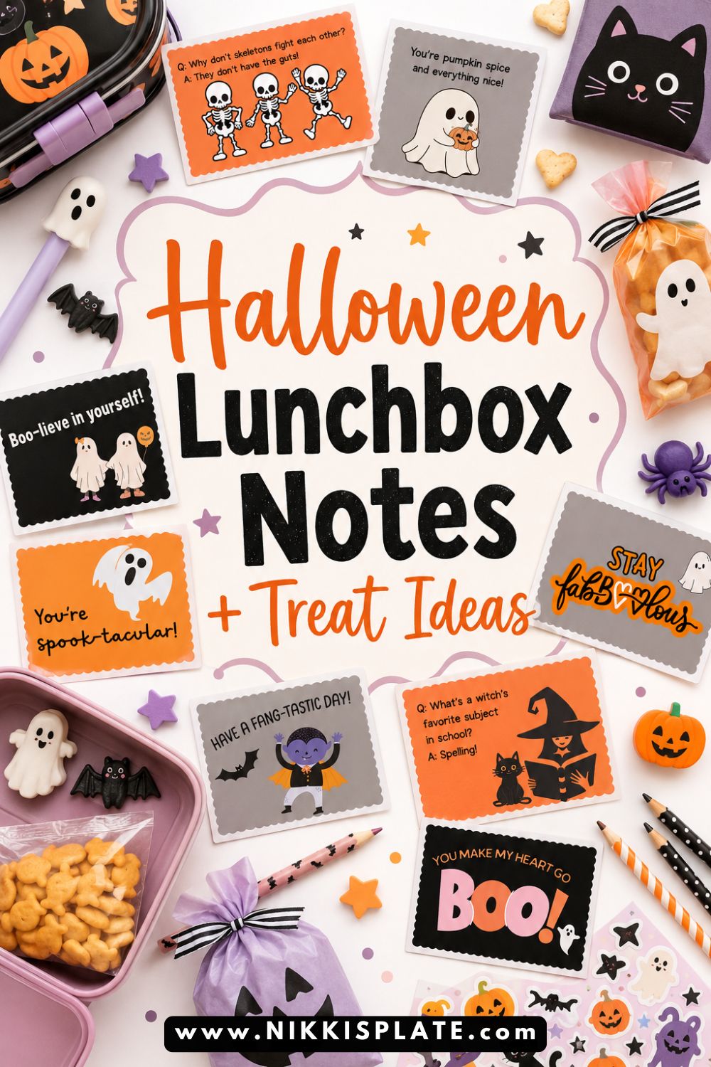 These Halloween lunchbox notes and treat ideas are perfect for school, daycare, classroom parties, boo baskets, and snack bags. Print the cute Halloween notes, cut them out, and pair them with simple treats, stickers, pencils, or non-candy surprises.