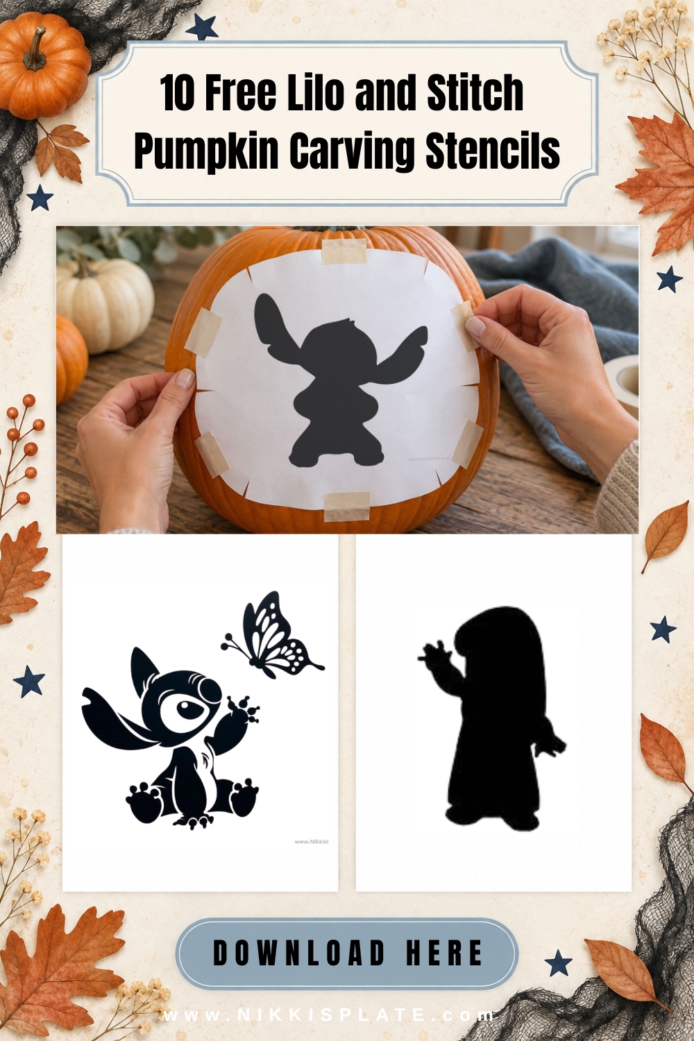 Looking for a free printable Stitch pumpkin stencil? This 10-page PDF includes adorable Stitch poses, character faces, Lilo designs and more detailed Halloween templates. Download and print only the pages you want!