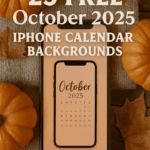 25 Free October 2025 iPhone Calendar Backgrounds – aesthetic Halloween and fall wallpapers for iPhone, cute October phone backgrounds with pumpkins, bats, and cozy seasonal designs from Nikki’s Plate