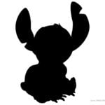 Cute Stitch stencil sitting down with ears up – printable Lilo and Stitch pumpkin carving stencil.
