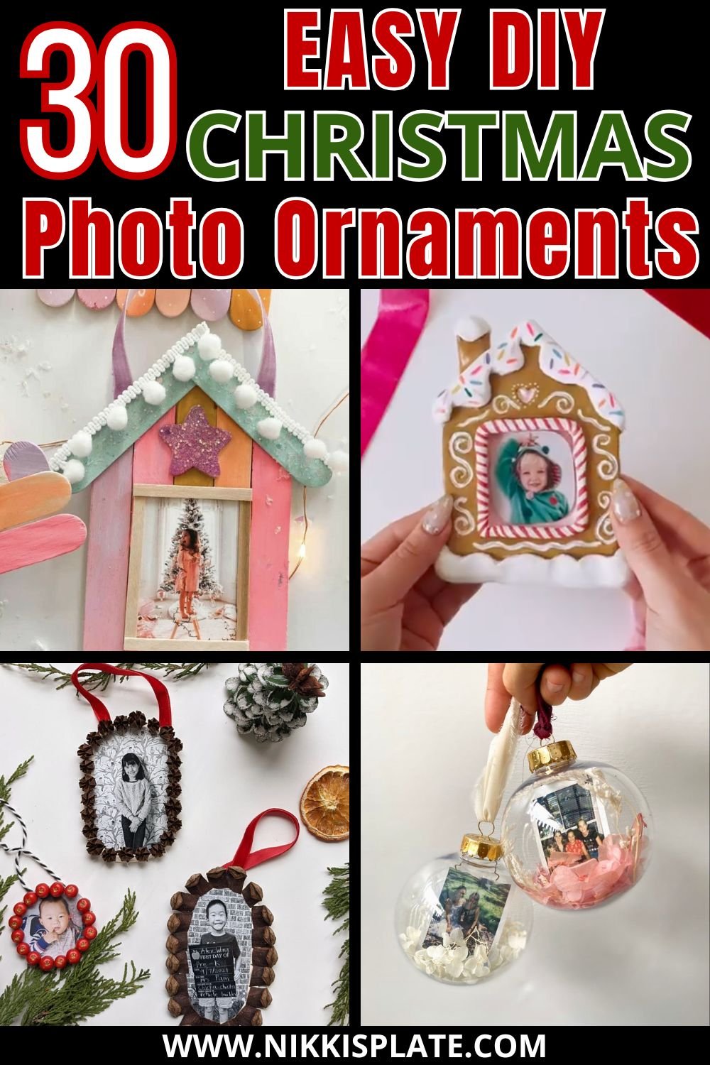 Create meaningful DIY photo ornaments for your Christmas tree! From wood slices to mason jar lids, these 30 easy ideas make perfect personalized keepsakes.