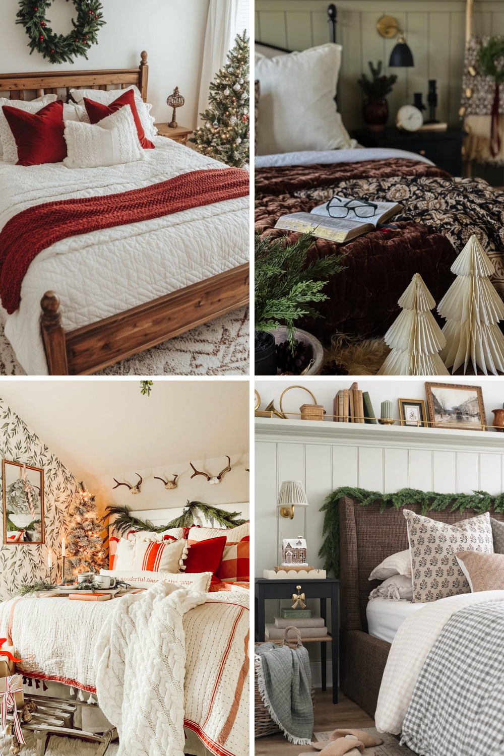 Transform your bedroom into a cozy farmhouse Christmas retreat with these charming decorating ideas! From neutral modern spaces to rustic holiday accents, these farmhouse Christmas bedrooms are full of warm textures, festive wreaths, and twinkling lights. Perfect inspiration for creating a peaceful, cozy holiday sanctuary this season. ✨🎄 #FarmhouseChristmas #BedroomDecor #ChristmasBedroomIdeas #CozyHome #HolidayDecor