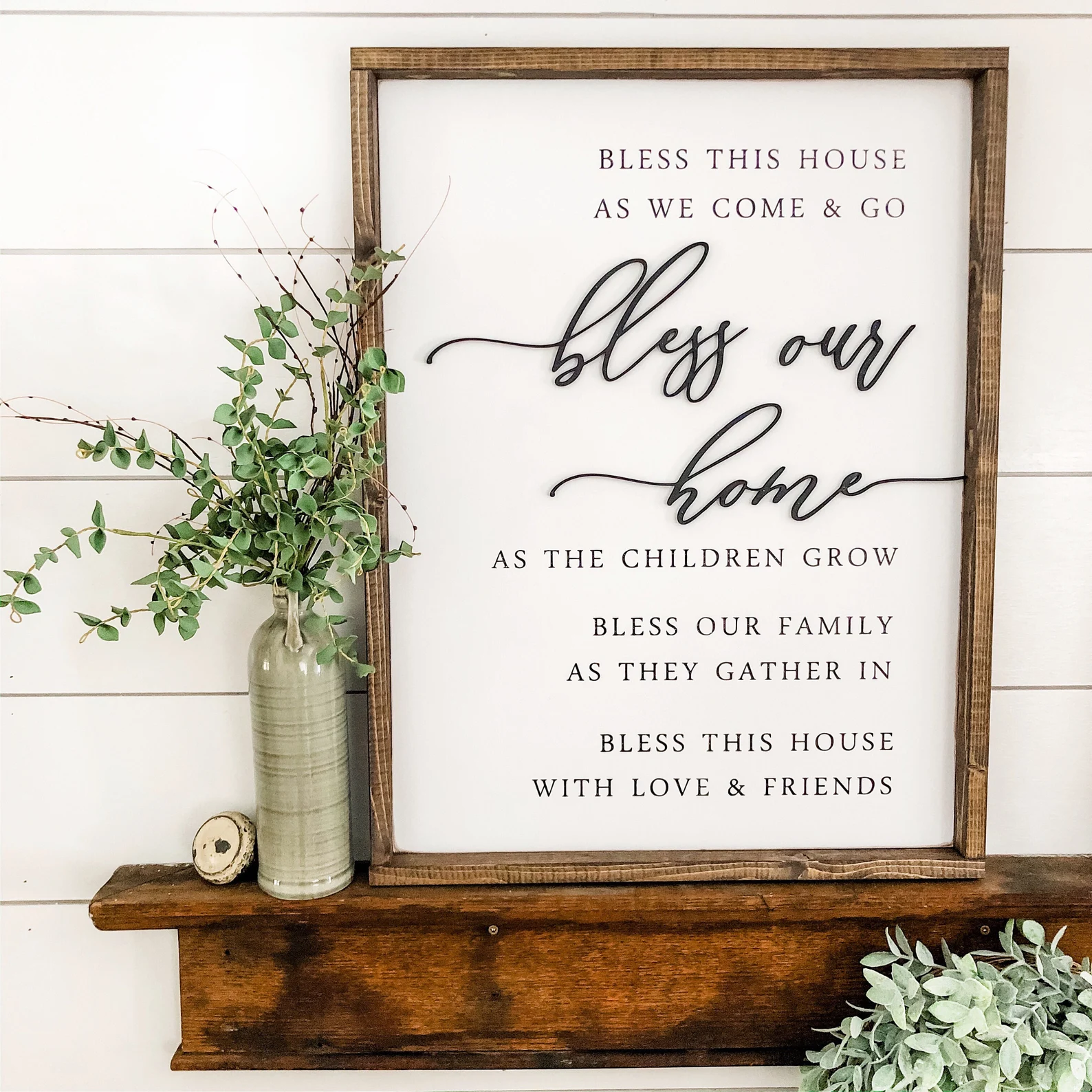bless our home farmhouse wall sign wooden framed rustic home decor gift idea 2025