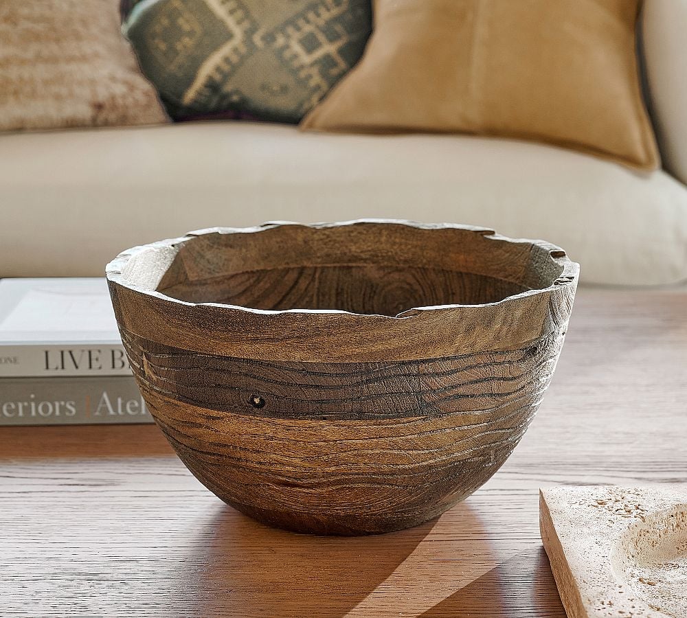 hand-carved decorative wooden bowl rustic farmhouse home gift idea 2025