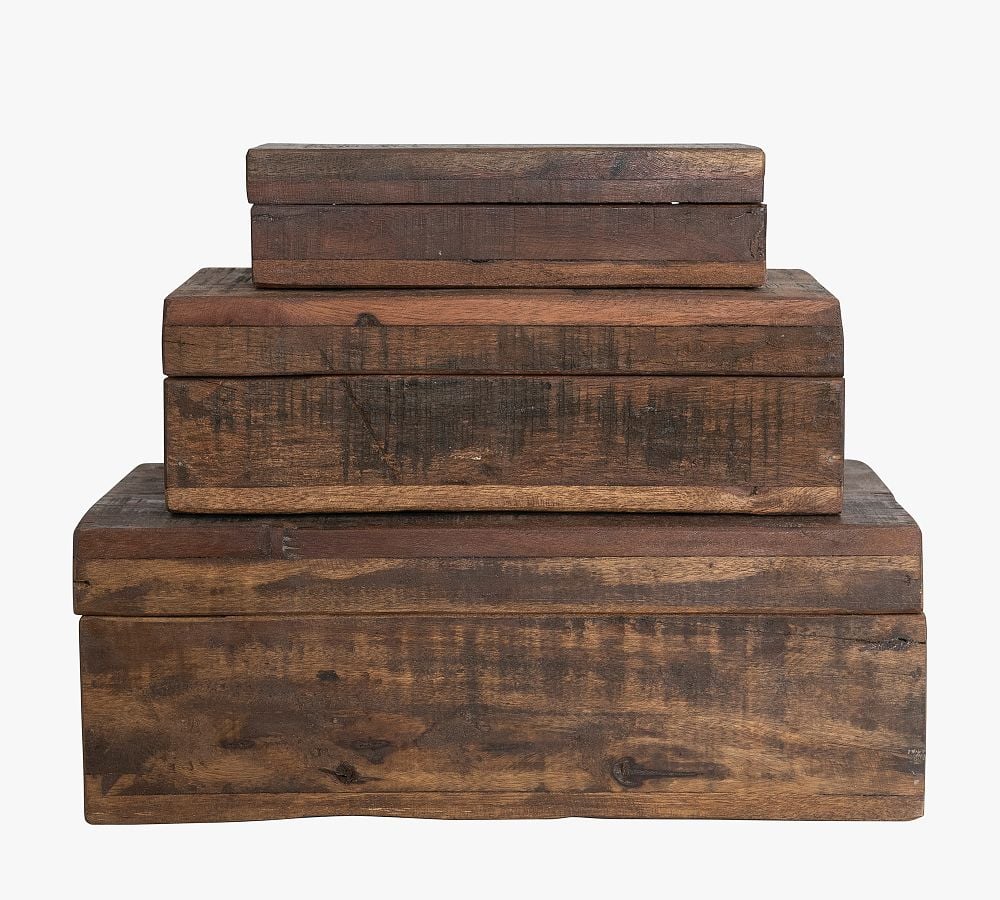 reclaimed wood storage boxes rustic farmhouse home decor gift idea 2025