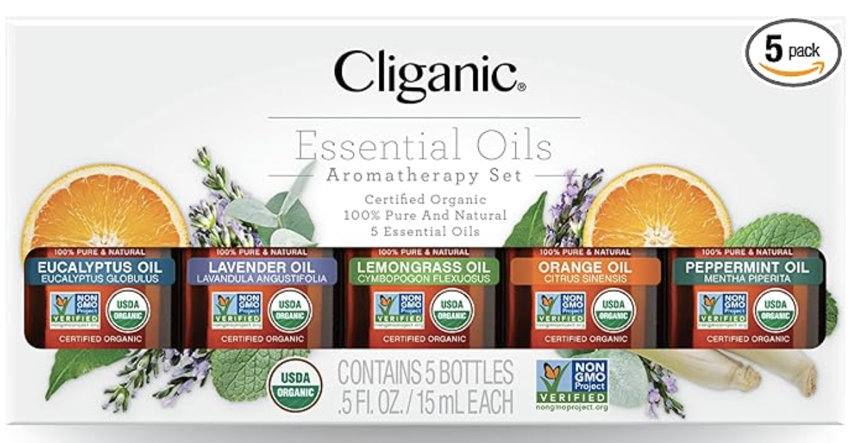 organic essential oils aromatherapy gift set non-toxic home wellness diffuser oils by Cliganic