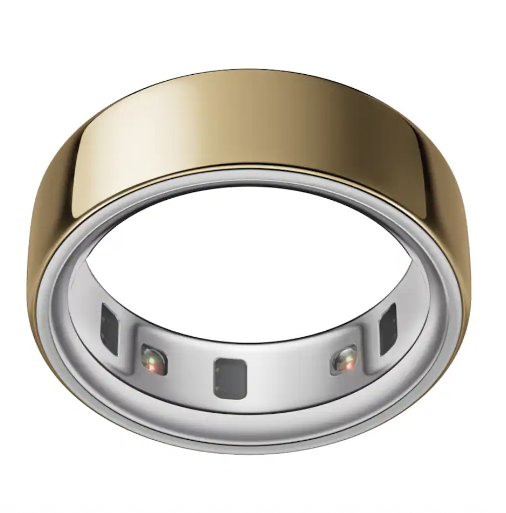 Gold Oura Ring Gen 4 smart ring showing inner sensors for health and sleep tracking