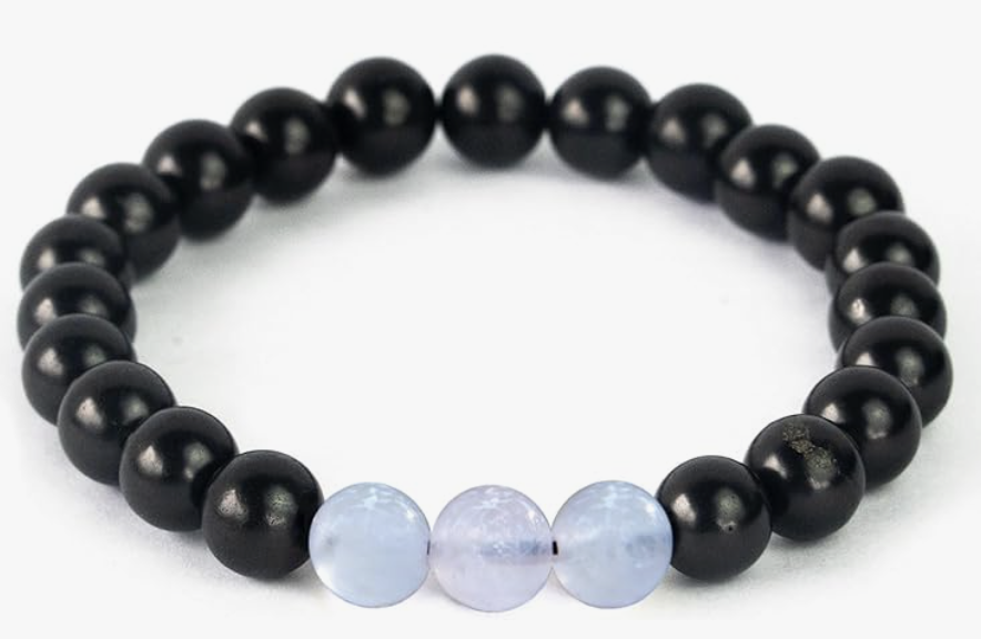 Karelian Heritage shungite and moonstone EMF protection bracelet natural non-toxic crystal jewelry