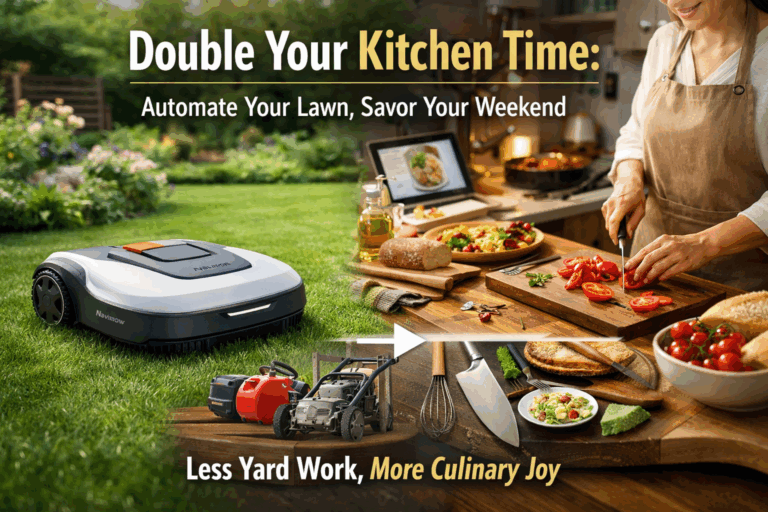 Ditch the mower and double your kitchen time. See how automating lawn care with a robotic mower creates more time for weekend meal prep.