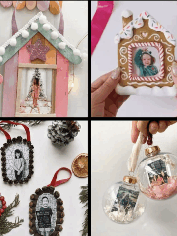 Create meaningful DIY photo ornaments for your Christmas tree! From wood slices to mason jar lids, these 30 easy ideas make perfect personalized keepsakes.