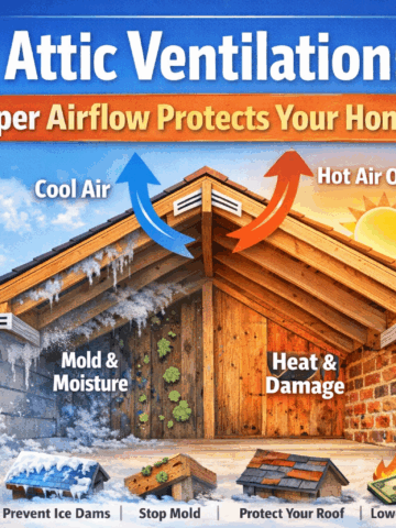 Attic ventilation affects everything from roof life to energy bills. Learn how airflow prevents mold, moisture, ice dams, and costly home damage—plus how to improve it easily.