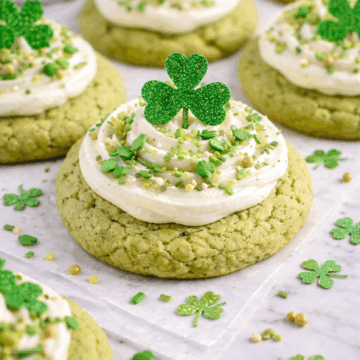 These soft and chewy Matcha Sugar Cookies for St. Patrick's Day are naturally green, lightly sweet, and topped with creamy frosting and festive sprinkles. A fun and unique holiday treat!