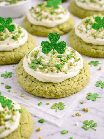 These soft and chewy Matcha Sugar Cookies for St. Patrick's Day are naturally green, lightly sweet, and topped with creamy frosting and festive sprinkles. A fun and unique holiday treat!