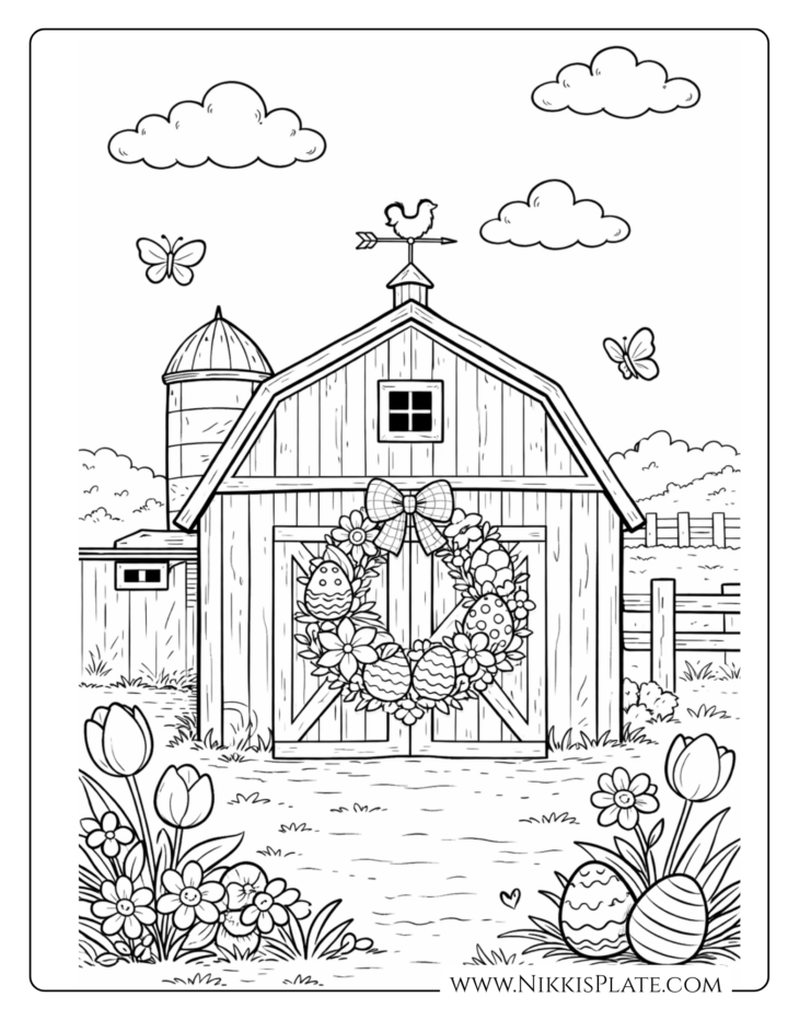 10 Free Farmhouse Easter Coloring Pages for Kids (Printable PDF)