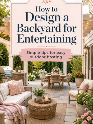 Learn how to design a backyard for entertaining with simple outdoor hosting tips that make your space feel welcoming, functional, and easy to enjoy. From cozy seating zones and natural guest flow to outdoor dining areas, pergolas, lighting, and backyard layout ideas, these tips will help you create an inviting outdoor entertaining space guests will love.