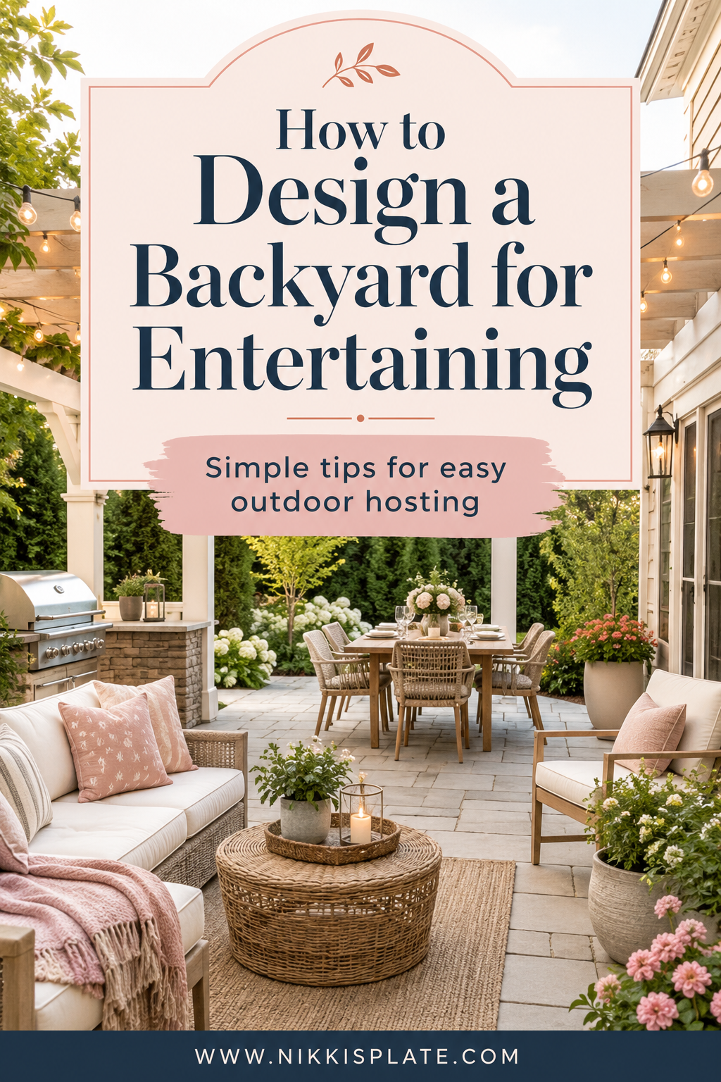 Learn how to design a backyard for entertaining with simple outdoor hosting tips that make your space feel welcoming, functional, and easy to enjoy. From cozy seating zones and natural guest flow to outdoor dining areas, pergolas, lighting, and backyard layout ideas, these tips will help you create an inviting outdoor entertaining space guests will love.