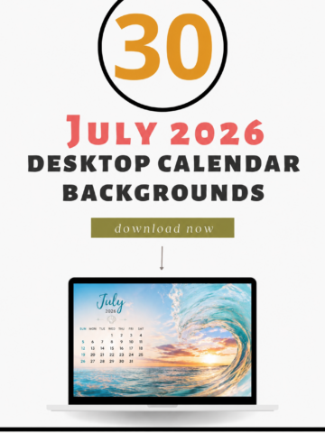 Download 30 free July 2026 desktop calendar backgrounds to refresh your computer for summer! These July 2026 desktop calendar backgrounds include bright, colorful, coastal, floral, minimal, neutral, and festive Fourth of July designs for an easy seasonal screen update. Perfect for organizing your month while keeping your desktop pretty and aesthetic.