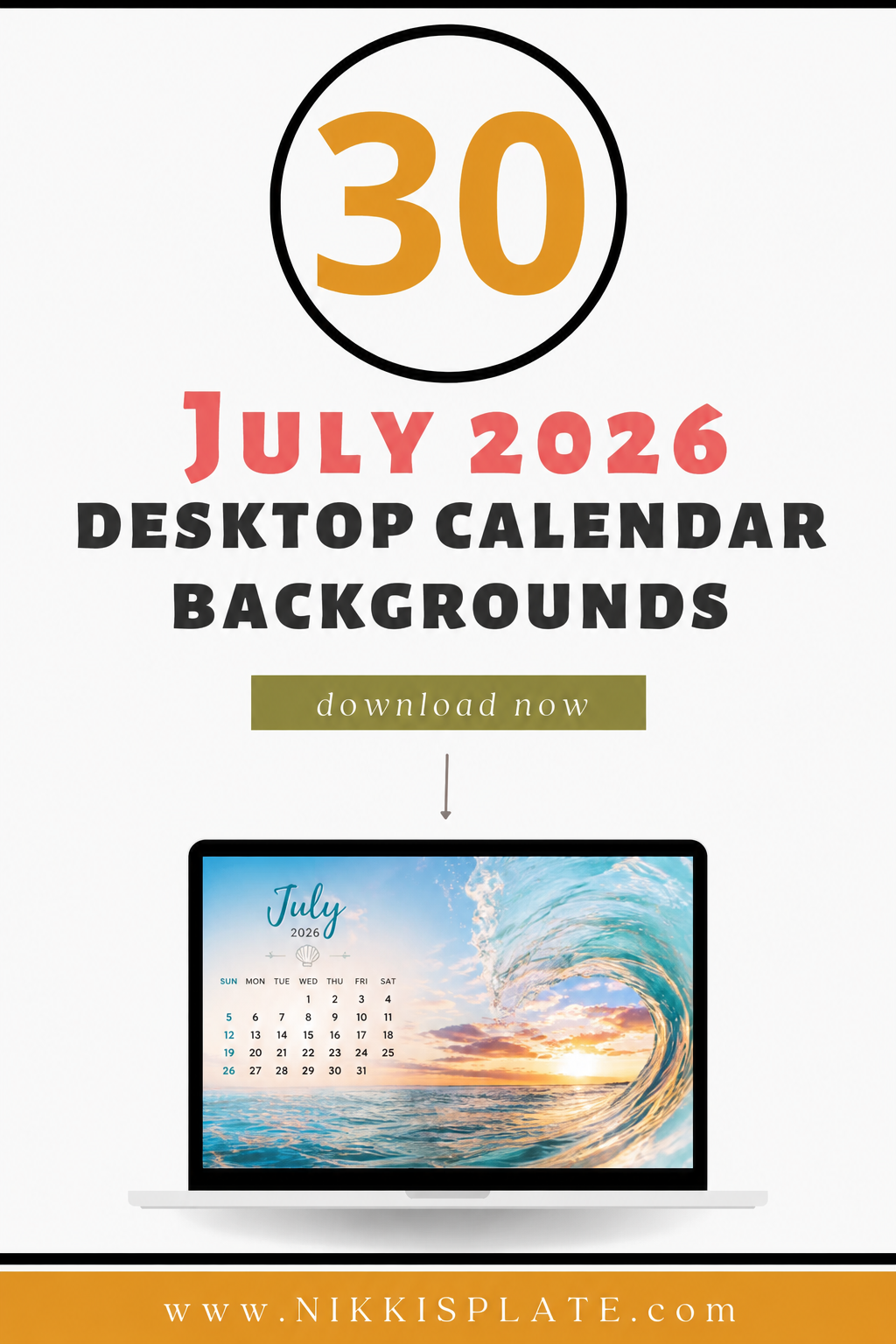 Download 30 free July 2026 desktop calendar backgrounds to refresh your computer for summer! These July 2026 desktop calendar backgrounds include bright, colorful, coastal, floral, minimal, neutral, and festive Fourth of July designs for an easy seasonal screen update. Perfect for organizing your month while keeping your desktop pretty and aesthetic.