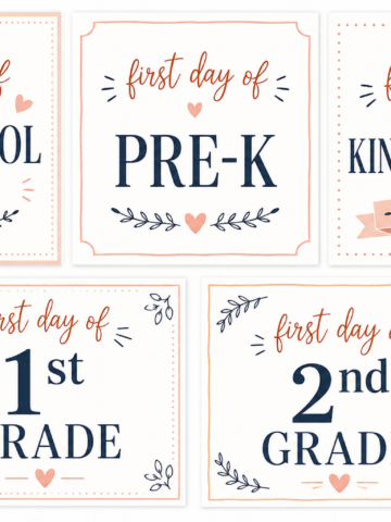 Grab 15 free printable back to school signs for the first day of school! These cute first day signs are perfect for photos and include preschool through senior year.