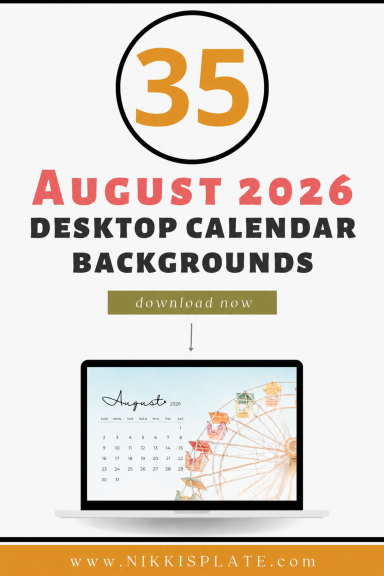 Download 35 free August 2026 desktop calendar backgrounds, including soft neutral, feminine, summer, and back-to-school inspired wallpaper designs. Perfect for refreshing your laptop or computer screen with a pretty monthly calendar.