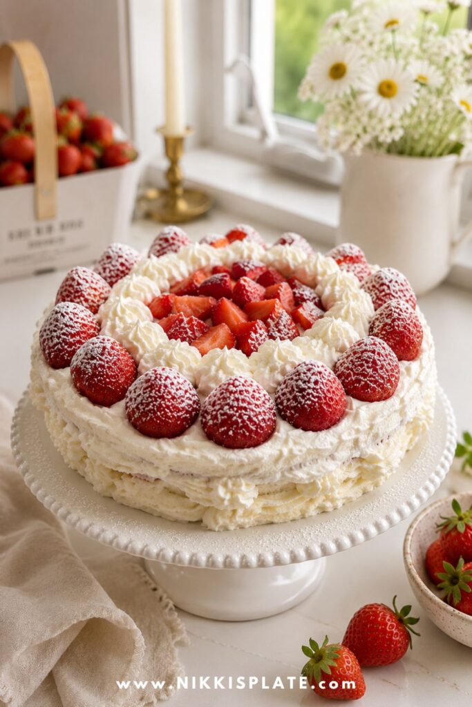 Homemade Strawberry Shortcake with Fresh Strawberries and Whipped Cream