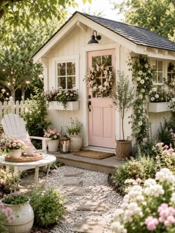 Discover 25 cozy she shed ideas, including small interiors, office spaces, decorating tips, exterior inspiration, landscaping, and budget-friendly designs.