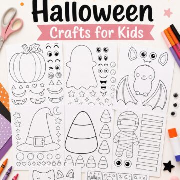 Looking for free printable Halloween crafts for kids? These cute Halloween printables include pumpkins, ghosts, bats, witch hats, candy corn, mummies, black cats, and bookmarks. Perfect for toddlers, preschoolers, classrooms, and easy October activities at home.