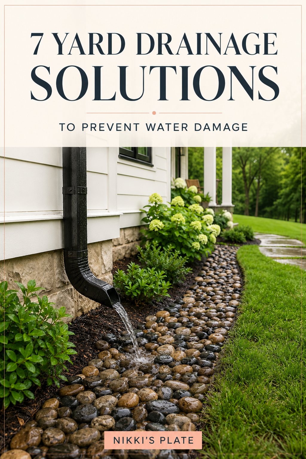 Protect your home from costly water damage with these seven practical yard drainage solutions. Learn how grading, gutters, downspouts, landscaping and drainage systems can keep water away from your foundation and prevent a soggy yard. Save these smart home-maintenance tips for later!
