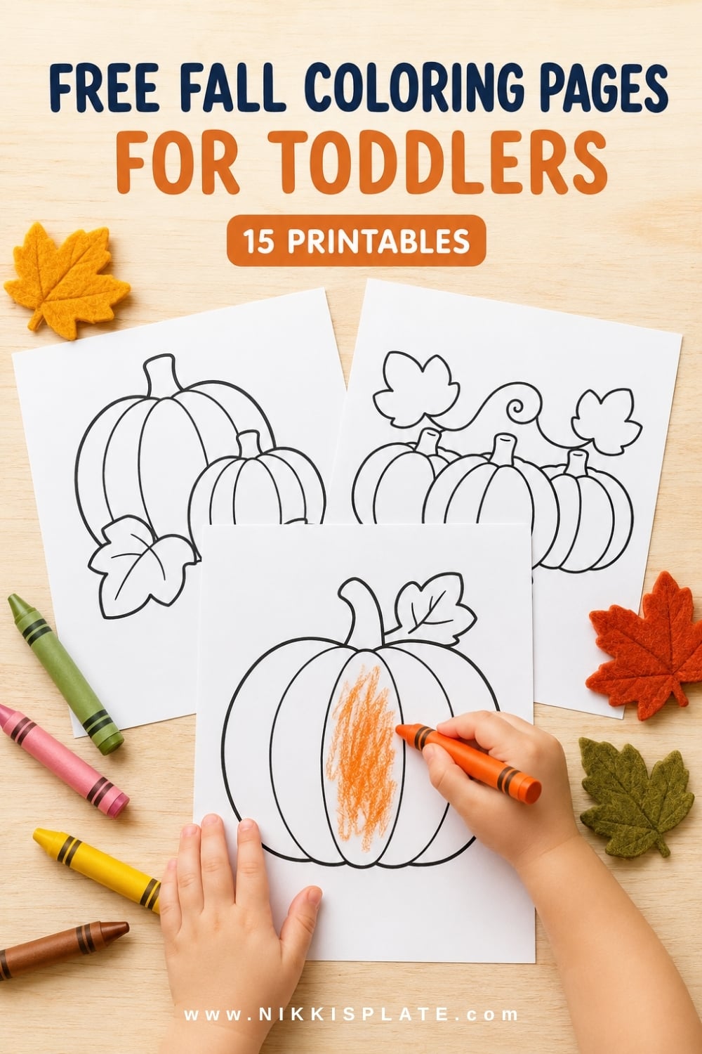 Simple pumpkin coloring page for toddlers with a bold outline and large open spaces.