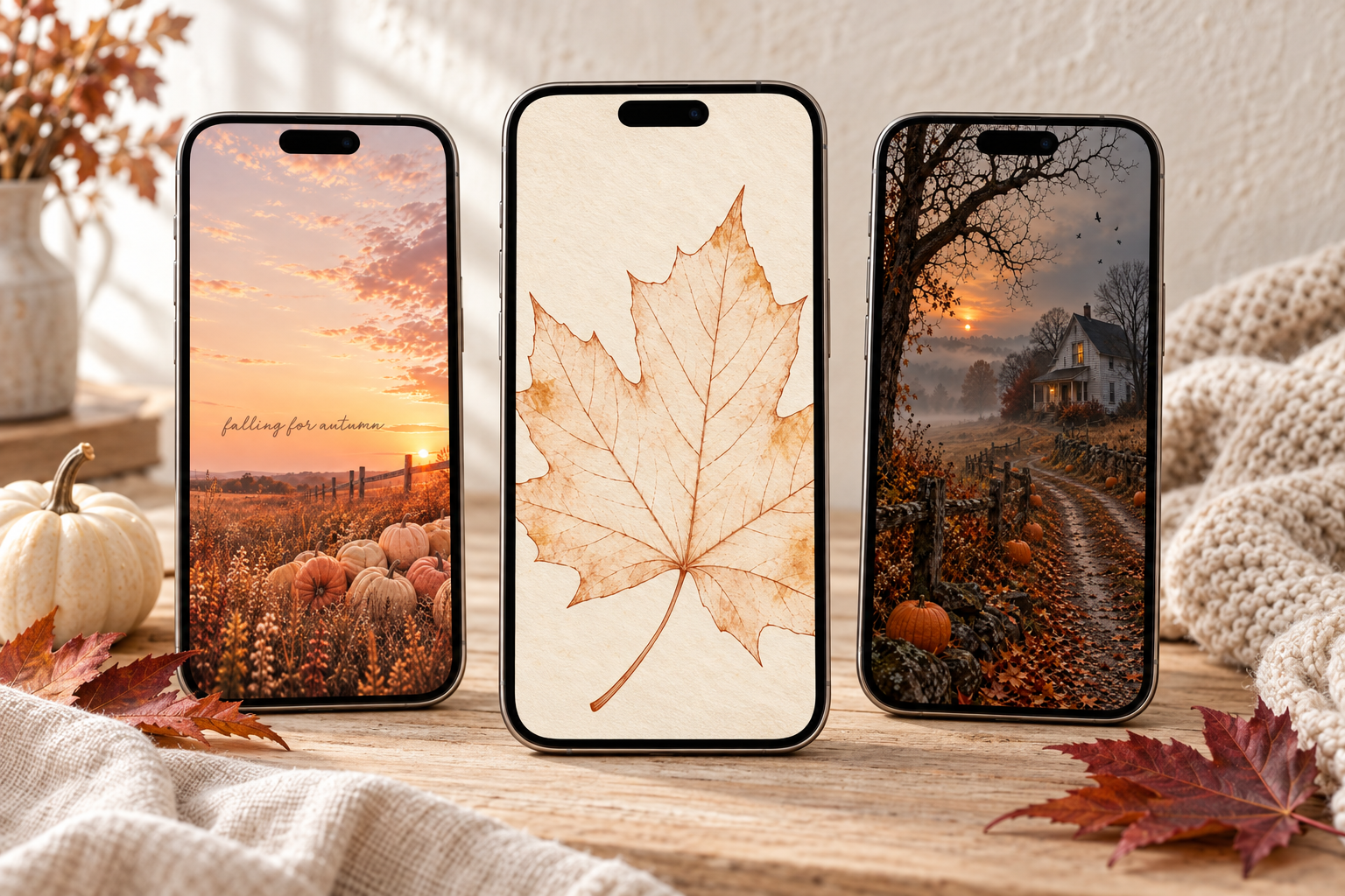 60 free fall iPhone wallpapers in cozy, cute, minimalist, cottagecore, Halloween-inspired and quote designs