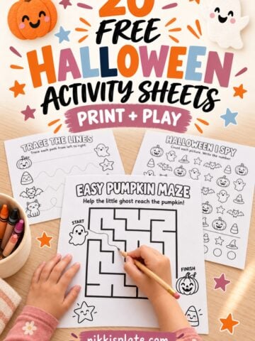 Download 20 free Halloween activity sheets for kids, including mazes, I Spy, tracing, matching, counting, word puzzles and creative pages. These cute printable Halloween worksheets are perfect for October quiet time, classroom activities, homeschool, parties and rainy afternoons.